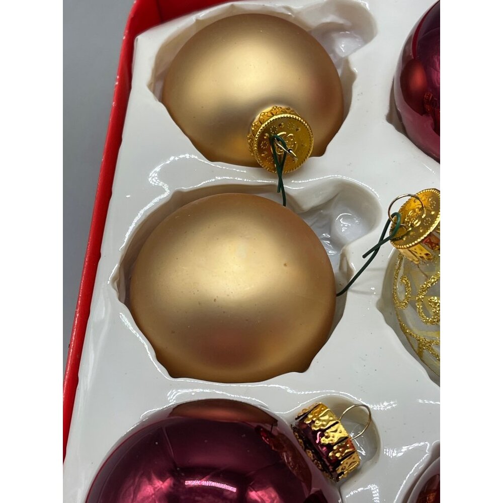 Christmas ornaments set of 6 bulbs red gold shine decor READ - Picture 3 of 5
